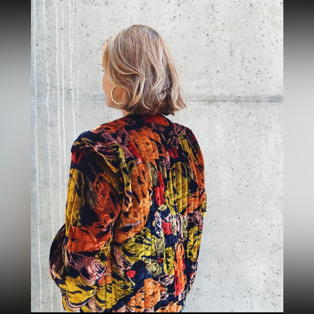 Vintage quilted velvet jacket cardigan style